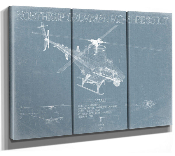 Bella Frye MQ-8 Firescout UAV Blueprint Wall Art - Original Airplane Print