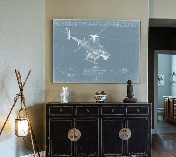 Bella Frye MQ-8 Firescout UAV Blueprint Wall Art - Original Airplane Print