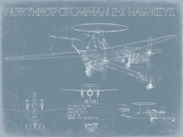 Bella Frye E-2 Hawkeye Blueprint Wall Art - Original Airplane Print