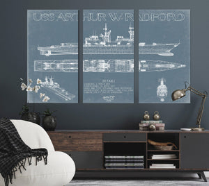 Bella Frye USS Arthur W. Radford (DD-968) Blueprint Wall Art - Original Carrier Print