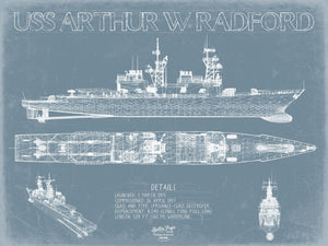 Bella Frye USS Arthur W. Radford (DD-968) Blueprint Wall Art - Original Carrier Print