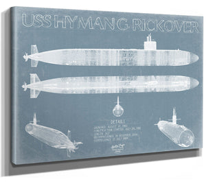 Bella Frye USS Hyman G. Rickover (SSN-709) Blueprint Wall Art - Original Submarine Print