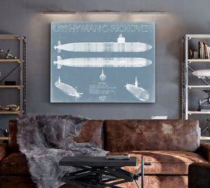 Bella Frye USS Hyman G. Rickover (SSN-709) Blueprint Wall Art - Original Submarine Print