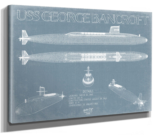 Bella Frye USS George Bancroft (SSBN-643) Blueprint Wall Art - Original Submarine Print