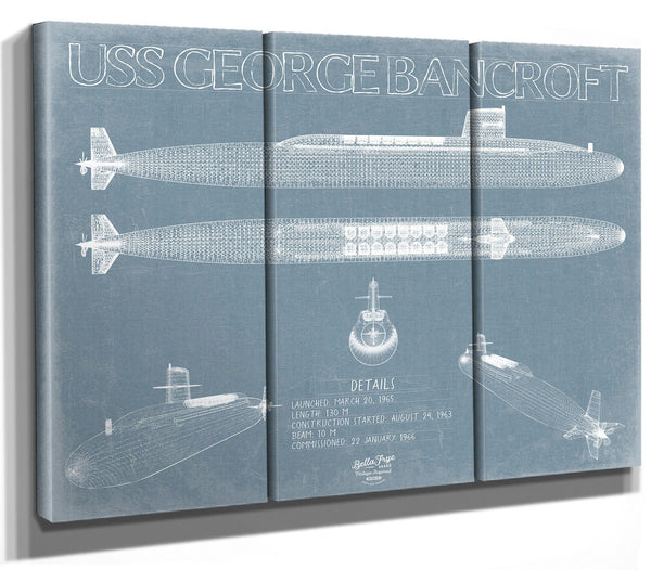 Bella Frye USS George Bancroft (SSBN-643) Blueprint Wall Art - Original Submarine Print