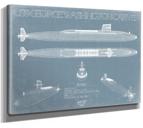 Bella Frye USS George Washington Carver (SSBN-656) Blueprint Wall Art - Original Submarine Print