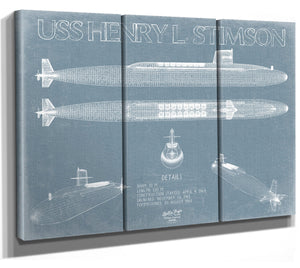 Bella Frye USS Henry L. Stimson (SSBN-655) Blueprint Wall Art - Original Submarine Print