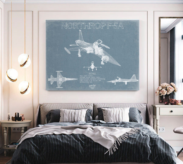 Bella Frye Northrop F-5A Freedom Fighter Aircraft Blueprint Wall Art - Original Fighter Plane Print