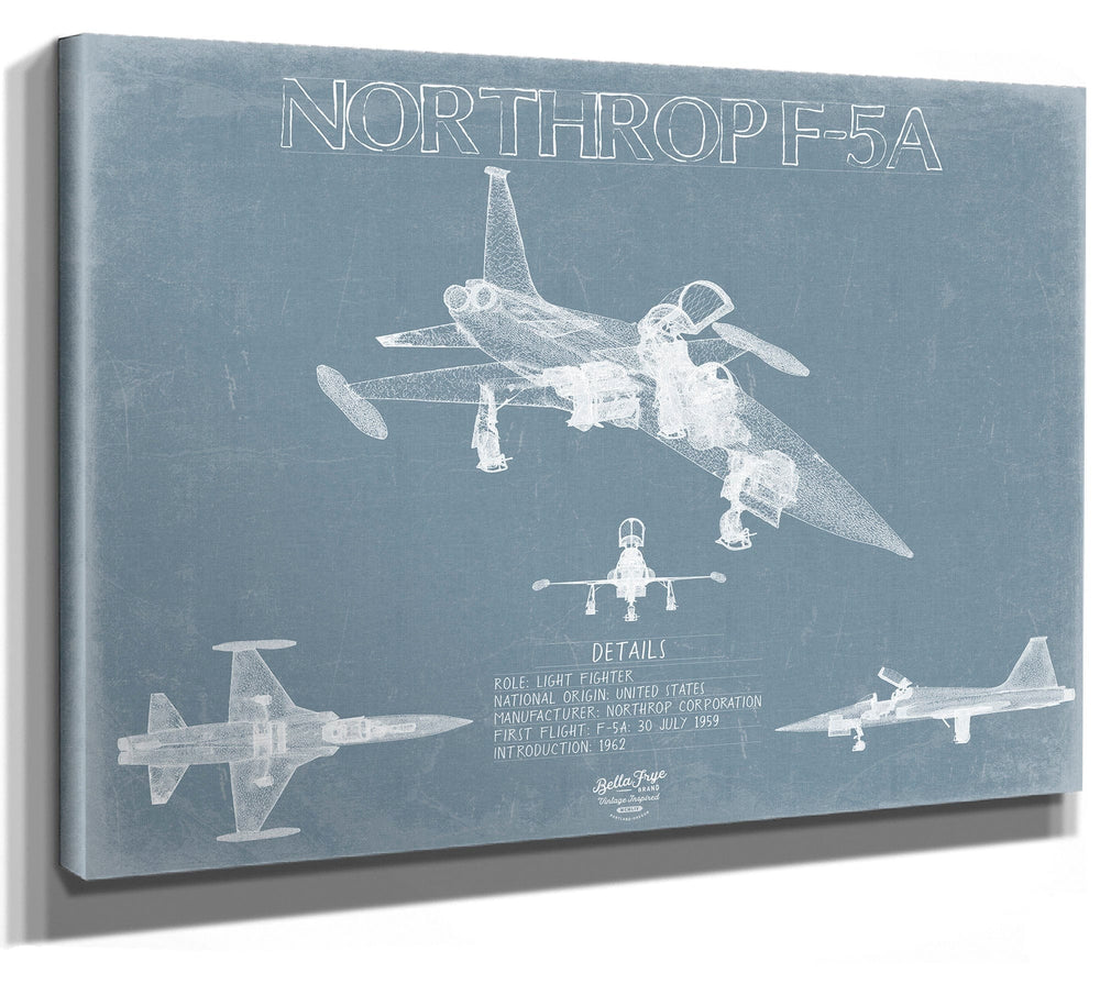 Bella Frye Northrop F-5A Freedom Fighter Aircraft Blueprint Wall Art - Original Fighter Plane Print