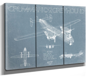 Bella Frye Grumman C-2 Greyhound Aircraft Blueprint Wall Art - Original Cargo Aircraft Print