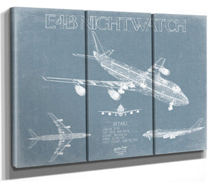 Bella Frye Boeing E4B Nightwatch Aircraft Blueprint Wall Art - Original Aviation Plane Print