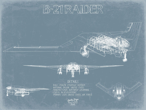 Bella Frye B-21 Raider Blueprint Wall Art - Original Bomber Print