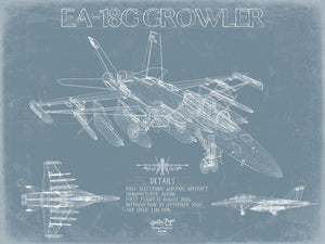 Bella Frye EA-18G Growler Aircraft Blueprint Wall Art - Original Fighter Plane Print