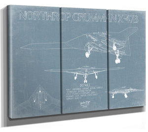 Bella Frye Northrop Grumman X-47B Blueprint Wall Art - Original Airplane Print