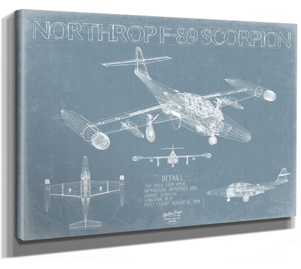 Bella Frye Northrop F-89 Scorpion Aircraft Blueprint Wall Art - Original Fighter Plane Print