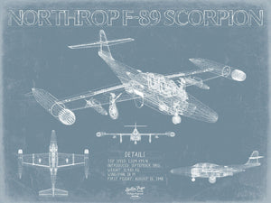 Bella Frye Northrop F-89 Scorpion Aircraft Blueprint Wall Art - Original Fighter Plane Print