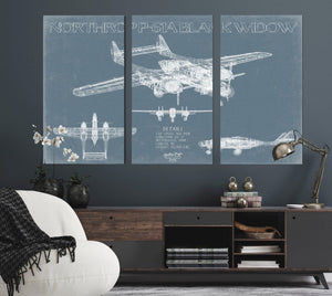 Bella Frye Northrop P-61A Black Widow Aircraft Blueprint Wall Art - Original Fighter Plane Print