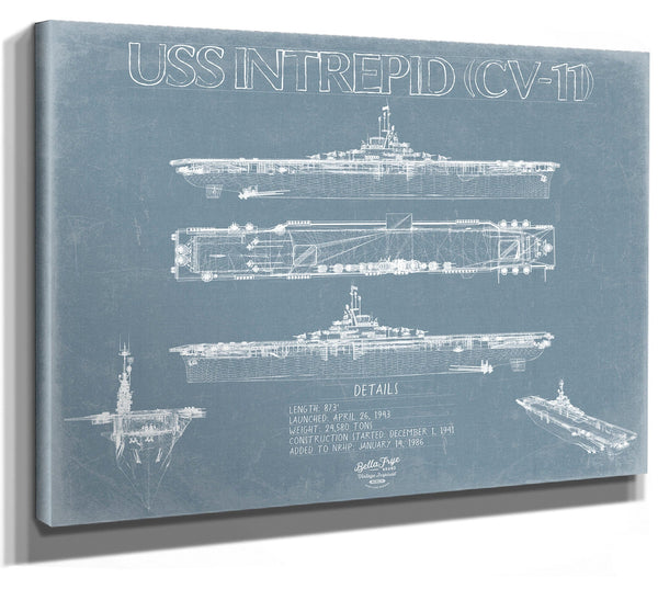 Bella Frye USS Intrepid (CV-11) Blueprint Wall Art - Original Carrier Print