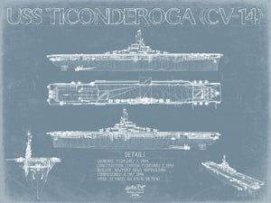 Bella Frye USS Ticonderoga (CV-14) Blueprint Wall Art - Original Carrier Print