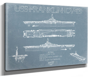 Bella Frye USS Franklin (CV-13) Blueprint Wall Art - Original Carrier Print