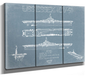 Bella Frye USS Essex (CV-9) Blueprint Wall Art - Original Carrier Print