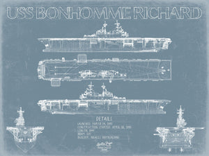 Bella Frye USS Bonhomme Richard (LHD-6) Blueprint Wall Art - Original Amphibious Assault Ship Print