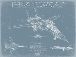 Bella Frye F-14A Tomcat Top Gun Aircraft Blueprint Wall Art - Original Airplane Print