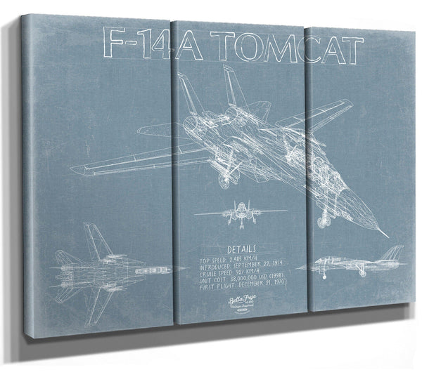 Bella Frye F-14A Tomcat Top Gun Aircraft Blueprint Wall Art - Original Airplane Print