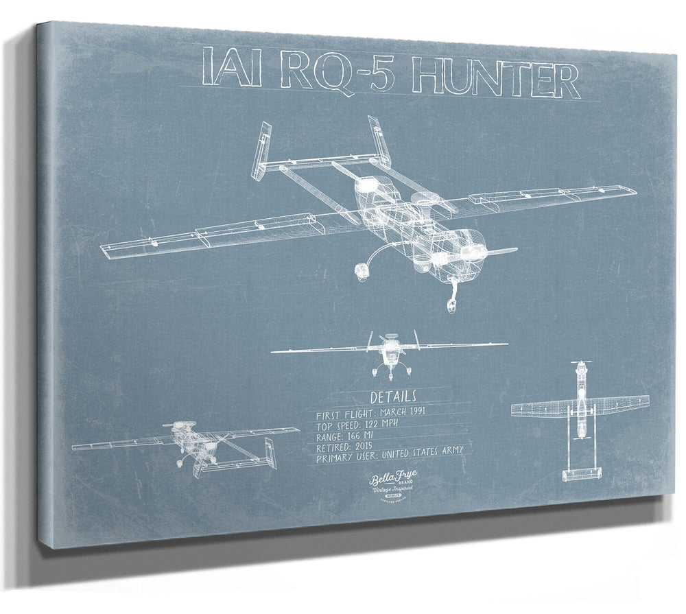 Bella Frye IAI RQ-5 Hunter Aircraft Blueprint Wall Art - Original UAV Print