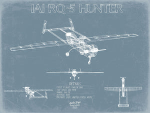 Bella Frye IAI RQ-5 Hunter Aircraft Blueprint Wall Art - Original UAV Print