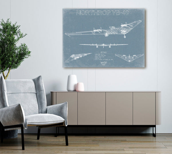 Bella Frye Northrop YB-49 Aircraft Blueprint Wall Art - Original UAV Print