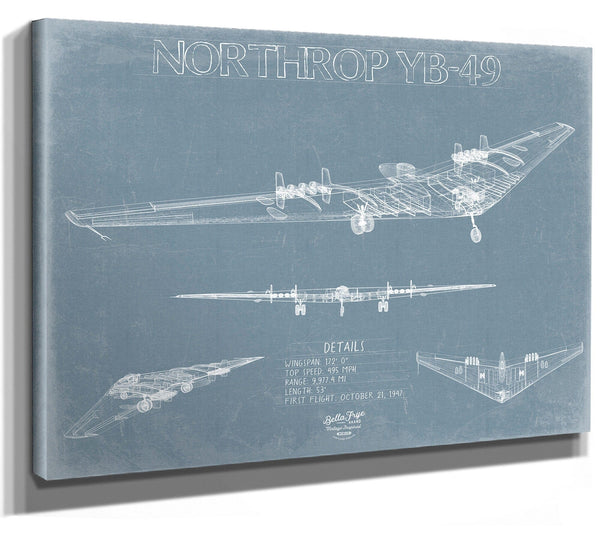 Bella Frye Northrop YB-49 Aircraft Blueprint Wall Art - Original UAV Print