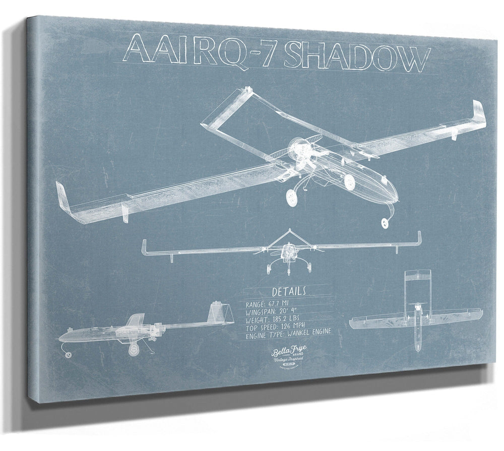 Bella Frye AAI RQ-7 Shadow Aircraft Blueprint Wall Art - Original UAV Print