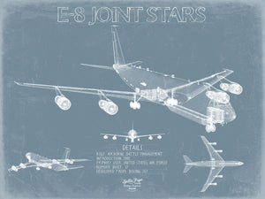 Bella Frye Northrop Grumman E-8 Joint STARS Aircraft Blueprint Wall Art - Original Aviation Plane Print