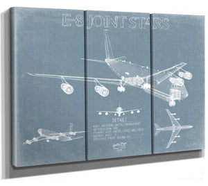 Bella Frye Northrop Grumman E-8 Joint STARS Aircraft Blueprint Wall Art - Original Aviation Plane Print