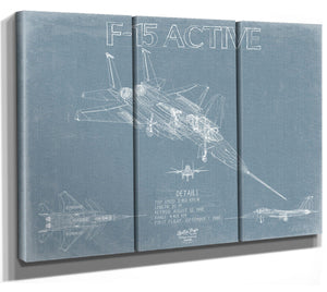 Bella Frye F-15 ACTIVE Aircraft Blueprint Wall Art - Original Fighter Plane Print