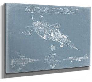 Bella Frye Mikoyan-Gurevich MiG-25 Foxbat Aircraft Blueprint Wall Art - Original Fighter Plane Print