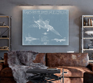 Bella Frye Mig-33 Super Fulcrum (Mikoyan MiG-29M) Aircraft Blueprint Wall Art - Original Fighter Plane Print