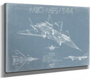 Bella Frye Mikoyan Project 1.44 (MIG-MFI) Aircraft Blueprint Wall Art - Original Fighter Plane Print