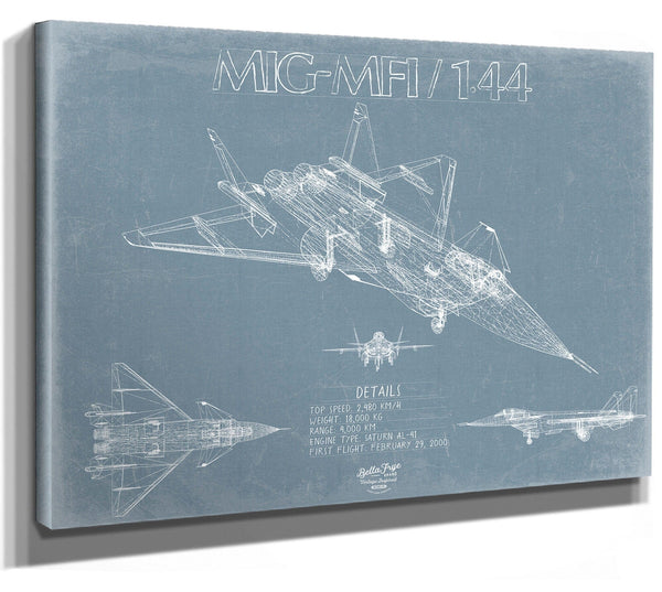 Bella Frye Mikoyan Project 1.44 (MIG-MFI) Aircraft Blueprint Wall Art - Original Fighter Plane Print