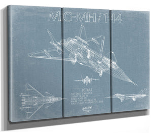 Bella Frye Mikoyan Project 1.44 (MIG-MFI) Aircraft Blueprint Wall Art - Original Fighter Plane Print