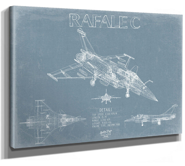 Bella Frye Rafale C Aircraft Blueprint Wall Art - Original Fighter Plane Print