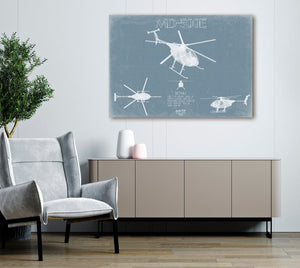 Bella Frye MD 500E - MD Helicopters Aircraft Blueprint Wall Art - Original Helicopter Print