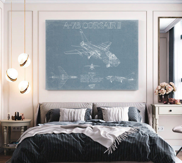 Bella Frye LTV A-7B Corsair II Aircraft Blueprint Wall Art - Original Fighter Plane Print