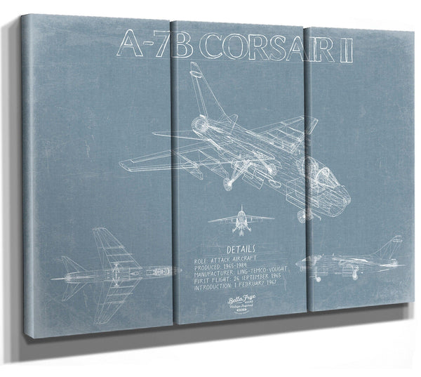 Bella Frye LTV A-7B Corsair II Aircraft Blueprint Wall Art - Original Fighter Plane Print