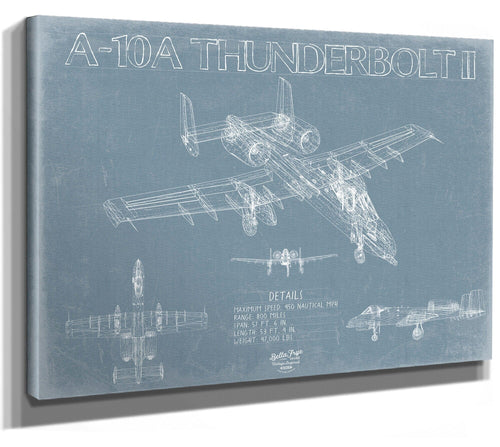 Bella Frye A-10A Thunderbolt II Aircraft Blueprint Wall Art - Original Aviation Plane Print