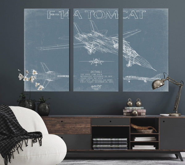 Bella Frye F-14A Tomcat Top Gun Aircraft Blueprint Wall Art - Original Airplane Print