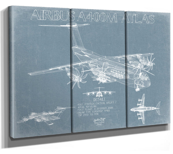 Bella Frye Airbus A400M Atlas Aircraft Blueprint Wall Art - Original Aviation Print