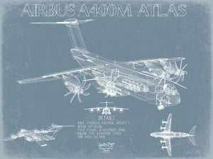 Bella Frye Airbus A400M Atlas Aircraft Blueprint Wall Art - Original Aviation Print