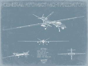 Bella Frye MQ-1 Predator Aircraft Blueprint Wall Art - Original UAV Print